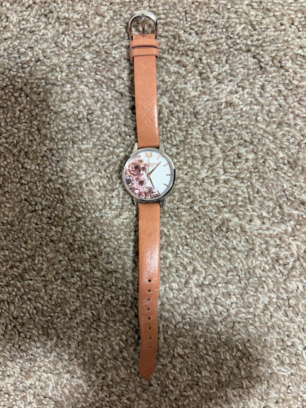 Olivia Burton Floral Dial Leather Watch